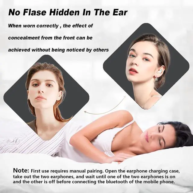 Alt view image 5 of 7 - Sleep Hidden Headphones Wireless Invisible Earbuds for Sleeping Sleep Tiny Earbuds for Side Sleepers Headphone to Sleep in Tiny Smallest Invisible Earbuds Earphones for Sleeping