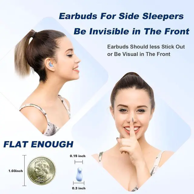 Alt view image 2 of 7 - Sleep Hidden Wireless Bluetooth Invisible Earbuds for Sleeping Tiny Earbuds for Side Sleepers