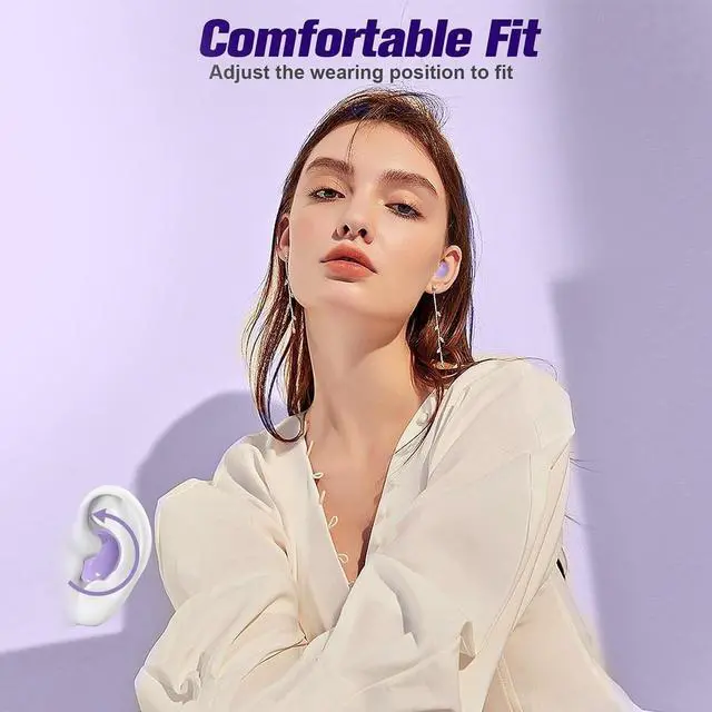 Alt view image 6 of 7 - Purple Sleep Hidden Headphones Wireless Invisible Earbuds for Sleeping Sleep Tiny Earbuds for Side Sleepers Headphone to Sleep in Tiny Smallest Invisible Earbuds Earphones for Sleeping