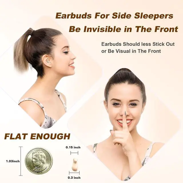 Alt view image 2 of 7 - Nude Sleep Hidden Headphones Wireless Invisible Earbuds for Sleeping Sleep Tiny Earbuds for Side Sleepers Headphone to Sleep in Tiny Smallest Invisible Earbuds Earphones for Sleeping