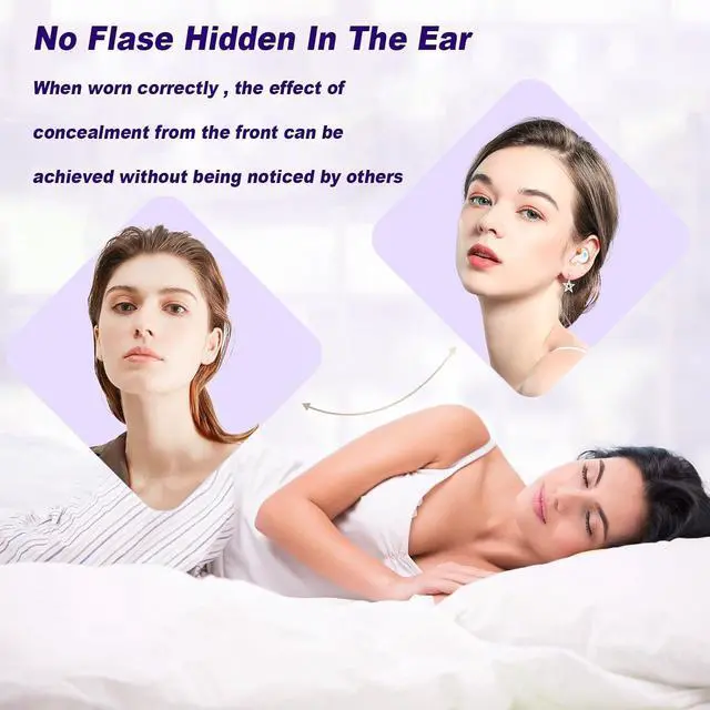 Alt view image 5 of 7 - Purple Sleep Hidden Headphones Wireless Invisible Earbuds for Sleeping Sleep Tiny Earbuds for Side Sleepers Headphone to Sleep in Tiny Smallest Invisible Earbuds Earphones for Sleeping