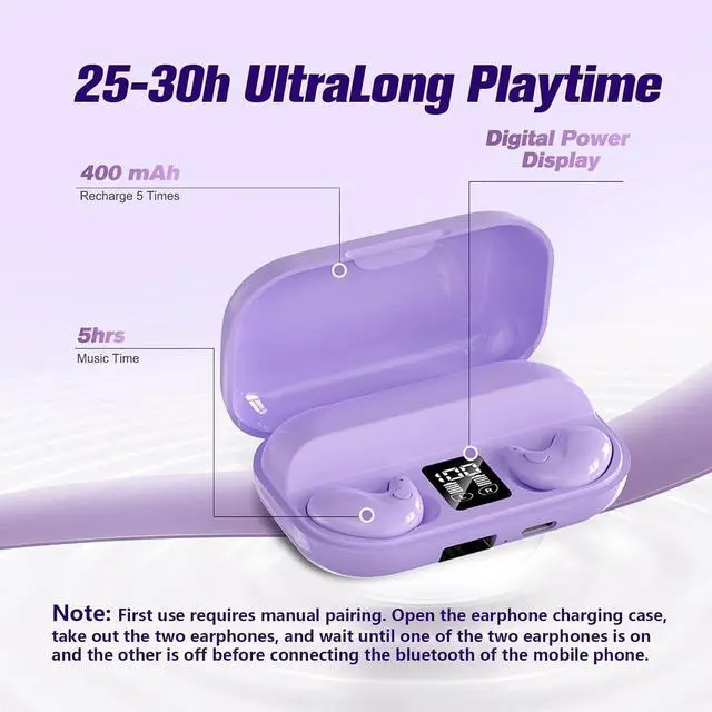 Alt view image 7 of 7 - Purple Sleep Hidden Headphones Wireless Invisible Earbuds for Sleeping Sleep Tiny Earbuds for Side Sleepers Headphone to Sleep in Tiny Smallest Invisible Earbuds Earphones for Sleeping