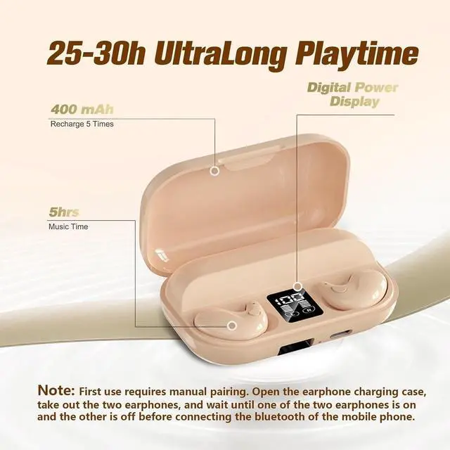 Alt view image 7 of 7 - Nude Sleep Hidden Headphones Wireless Invisible Earbuds for Sleeping Sleep Tiny Earbuds for Side Sleepers Headphone to Sleep in Tiny Smallest Invisible Earbuds Earphones for Sleeping