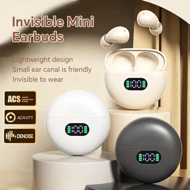 Alt view image 7 of 7 - Mini Invisible Earbuds Wireless Bluetooth Blue Tooth Ear Buds for iPhones Android Small Ears Canal Discreet Hidden Tiny Smallest Micro Comfortable Earbuds Low Profile Sleep Headphones for Work
