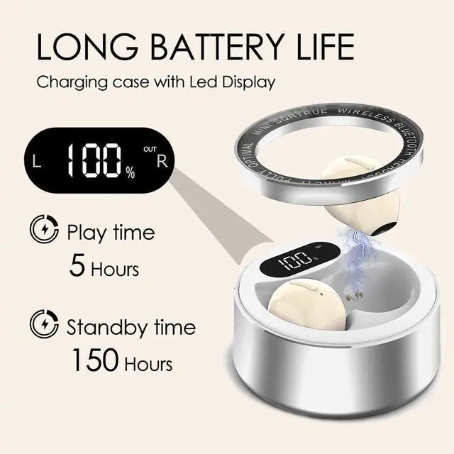 Alt view image 3 of 7 - Smallest Invisible Earbuds Wireless Bluetooth Secret Hidden Headphones for Work Comfort Small Tiny Ear Buds for Sleeping Music Mini Sleep Earbuds for Side Sleepers Beige