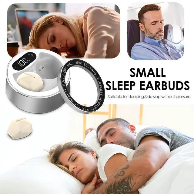 Alt view image 6 of 7 - Smallest Invisible Earbuds Wireless Bluetooth Secret Hidden Headphones for Work Comfort Small Tiny Ear Buds for Sleeping Music Mini Sleep Earbuds for Side Sleepers Beige
