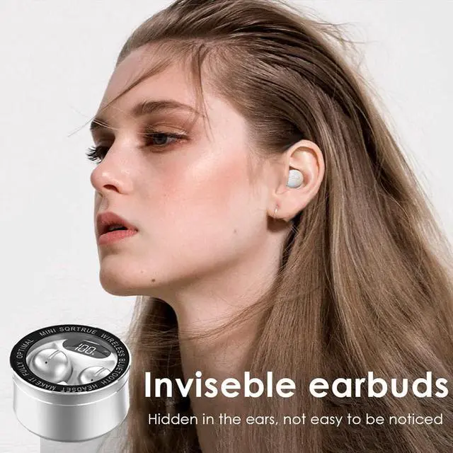 Alt view image 7 of 7 - Smallest Invisible Earbuds Wireless Bluetooth Secret Hidden Headphones for Work Comfort Small Tiny Ear Buds for Sleeping Music Mini Sleep Earbuds for Side Sleepers Beige