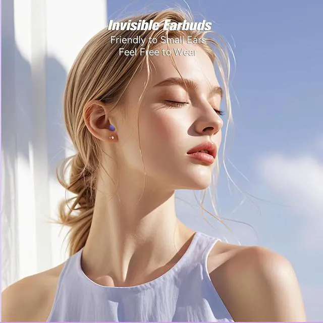 Alt view image 2 of 6 - Mini Invisible Small Bluetooth Earbuds Sleeping for Small Ears Low Profile Tiny Hidden Discreet Smallest Earbuds for Work Sleep Ear Buds Invisible Headphones Buds Purple