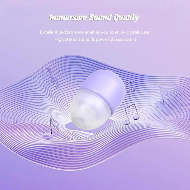 Alt view image 5 of 6 - Mini Invisible Small Bluetooth Earbuds Sleeping for Small Ears Low Profile Tiny Hidden Discreet Smallest Earbuds for Work Sleep Ear Buds Invisible Headphones Buds Purple