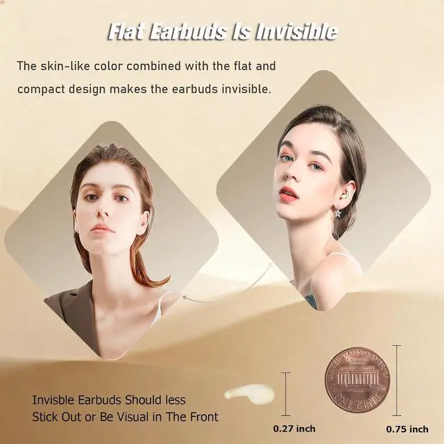 Alt view image 2 of 7 - Flat Mini Small Invisible Sleep Earbuds Wireless Bluetooth Invisible Ear Buds Headphones Smallest Micro Tiny Discreet Hidden Earbuds for Work Sleeping Side Sleeper