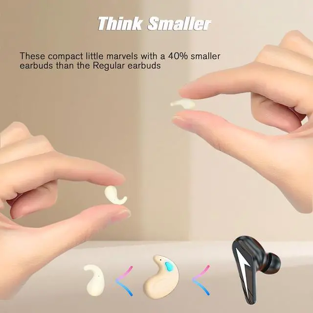 Alt view image 4 of 7 - Flat Mini Small Invisible Sleep Earbuds Wireless Bluetooth Invisible Ear Buds Headphones Smallest Micro Tiny Discreet Hidden Earbuds for Work Sleeping Side Sleeper
