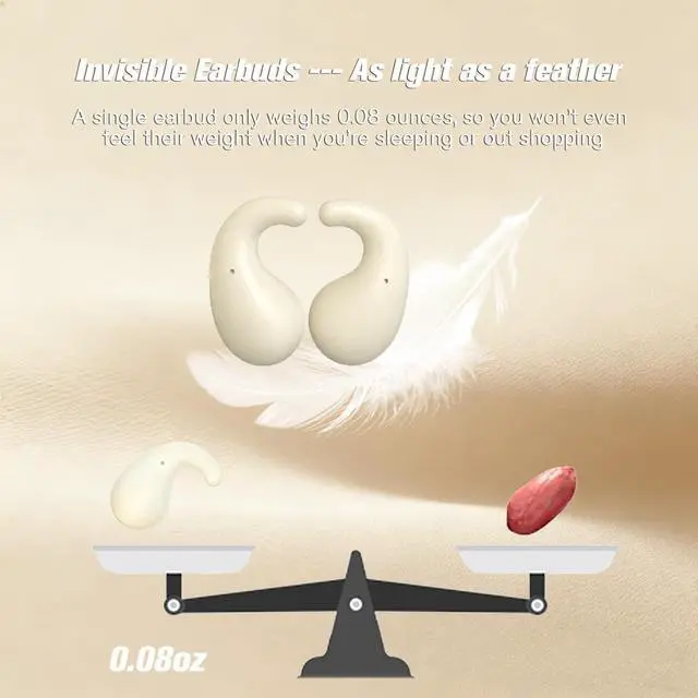 Alt view image 5 of 7 - Flat Mini Small Invisible Sleep Earbuds Wireless Bluetooth Invisible Ear Buds Headphones Smallest Micro Tiny Discreet Hidden Earbuds for Work Sleeping Side Sleeper