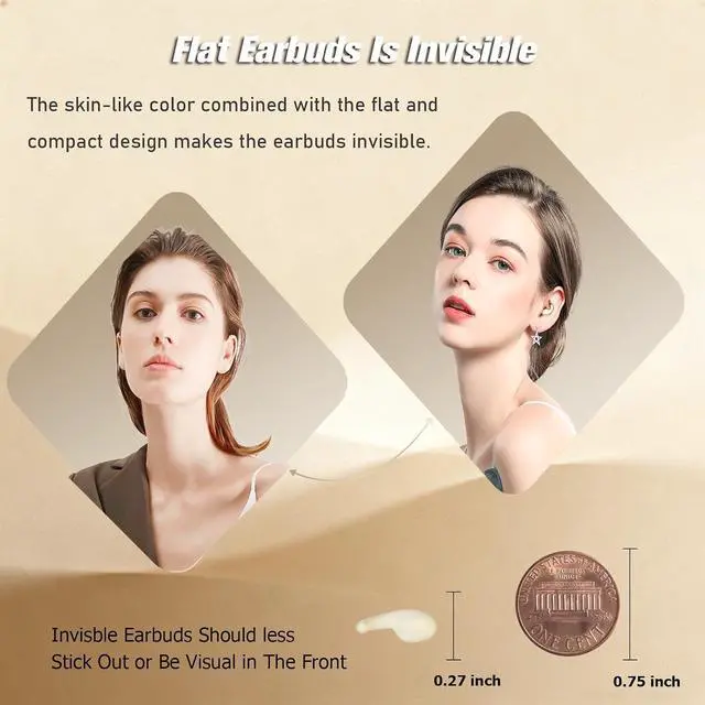Alt view image 2 of 7 - Flat Mini Small Invisible Sleep Earbuds Wireless Bluetooth Invisible Ear Buds Headphones Smallest Micro Tiny Discreet Hidden Earbuds for Work Sleeping Side Sleeper