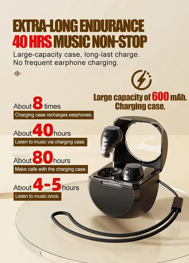 Alt view image 6 of 6 - Small Invisible Wireless Bluetooth Earbuds Mini for Small Ears Tiny Discreet Low Profile Hidden Earbuds for Work Sleep Ear Buds Invisible Headphones Skin Tone