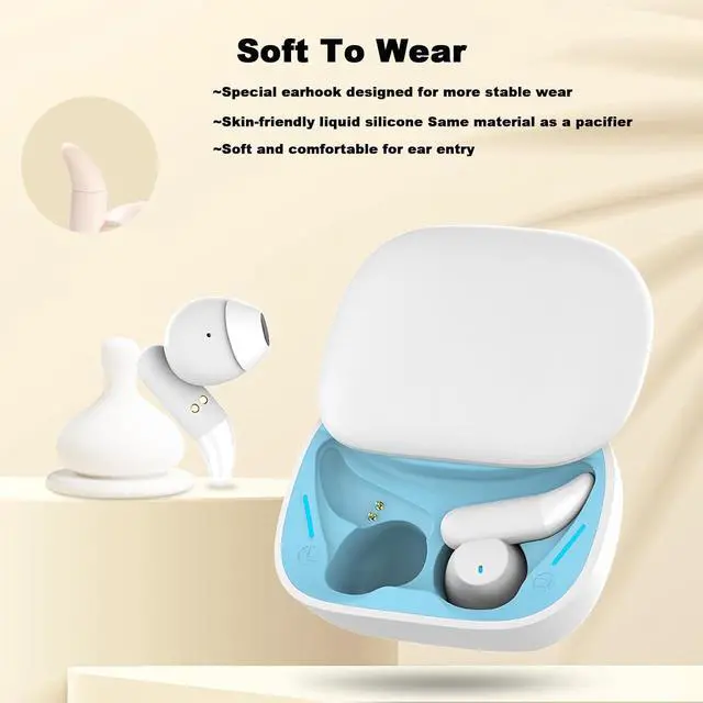 Alt view image 3 of 7 - Wireless Bluetooth Small Sleeping Sleep Earbuds for Side Sleepers Soft ENC Noise Cancelling Earbuds Bluetooth Noise canceling Ear Buds Sleeping Sleep Earphones Tiny Headphones