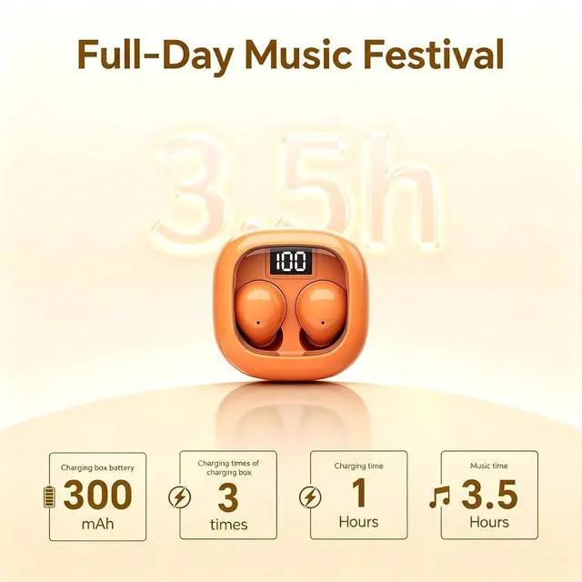 Alt view image 5 of 7 - Orange Smallest Invisible Earbuds Wireless Bluetooth, Low Profile Micro Tiny Discreet Hidden Earbuds for Work, Small Headphones, Invisible Sleep Wireless Earphone Ear Buds for Small Ear Canals