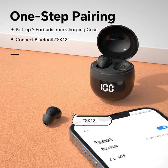 Alt view image 6 of 7 - Invisible Mini Earbuds Wireless Bluetooth, Low Profile Micro Smallest Tiny Discreet Hidden Earbuds for Work, Small Headphones, Invisible Sleep Wireless Earphone IPX5 Waterproof for Small Ear Canals