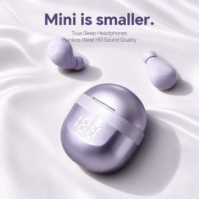 Alt view image 3 of 7 - Invisible Mini Small Earbuds Wireless Bluetooth, Purple Comfortable Discreet Tiny Hidden Micro Smallest Sleep Earbuds Low Profile Headphones for Work Ear Buds for Small Ears Canals Women