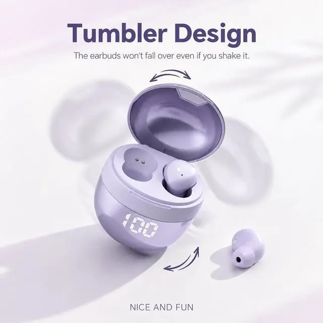 Alt view image 2 of 7 - Invisible Mini Small Earbuds Wireless Bluetooth, Purple Comfortable Discreet Tiny Hidden Micro Smallest Sleep Earbuds Low Profile Headphones for Work Ear Buds for Small Ears Canals Women