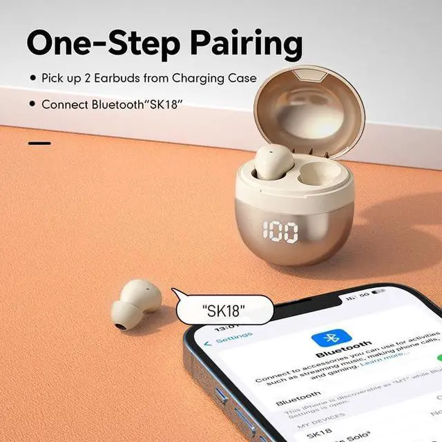 Alt view image 6 of 7 - Invisible Mini Small Earbuds Wireless Bluetooth, Skin Tone Comfortable Discreet Tiny Hidden Micro Smallest Sleep Earbuds Low Profile Headphones for Work Ear Buds for Small Ears Canals Women