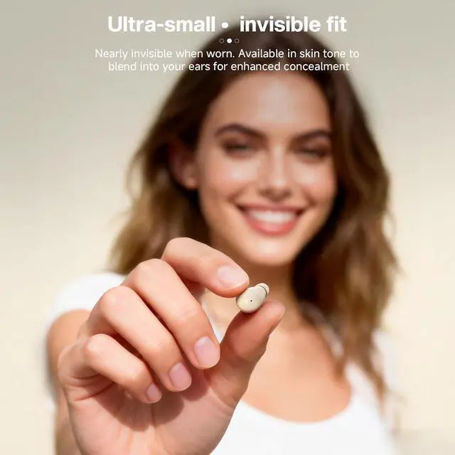 Alt view image 2 of 7 - Low Profile Tiny Discreet Hidden Earbuds for Work Sleep Small Mini Invisible Earbuds Wireless Bluetooth for Small Ears Sleeping Invisible Ear Buds Headphones Skin Tone