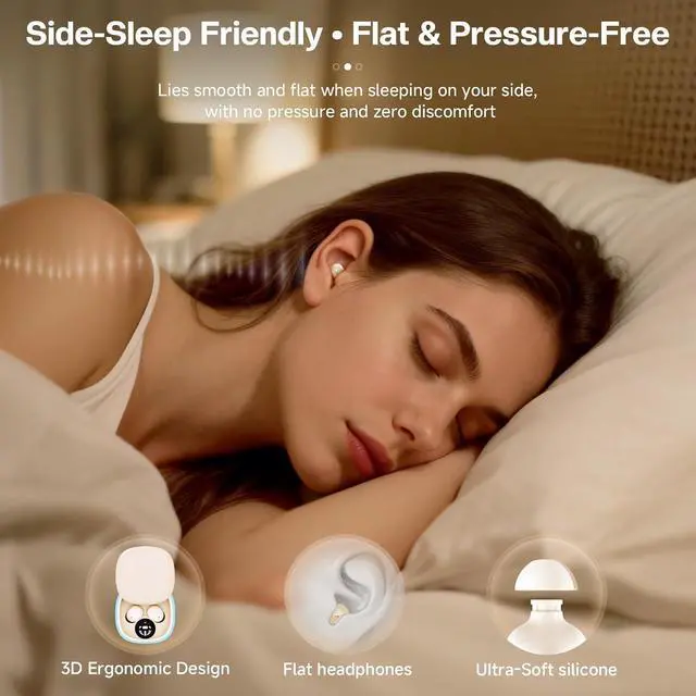 Alt view image 7 of 7 - Low Profile Tiny Discreet Hidden Earbuds for Work Sleep Small Mini Invisible Earbuds Wireless Bluetooth for Small Ears Sleeping Invisible Ear Buds Headphones Skin Tone