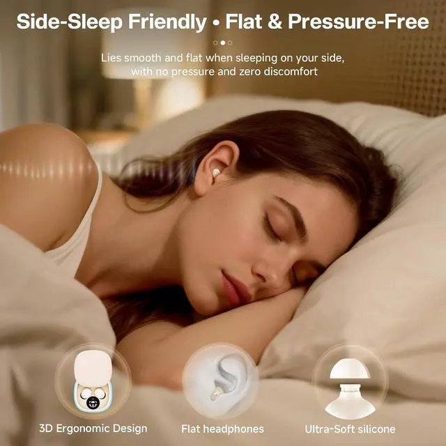 Alt view image 5 of 7 - Low Profile Tiny Discreet Hidden Earbuds for Work Sleep Small Mini Invisible Earbuds Wireless Bluetooth for Small Ears Sleeping Invisible Ear Buds Headphones Black
