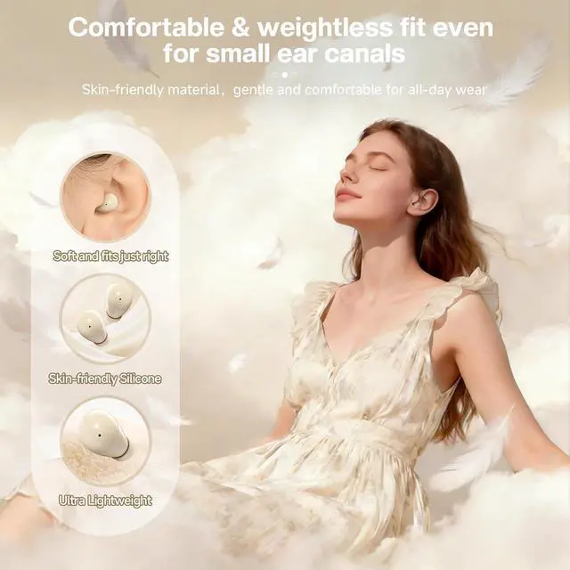 Alt view image 6 of 7 - Low Profile Tiny Discreet Hidden Earbuds for Work Sleep Small Mini Invisible Earbuds Wireless Bluetooth for Small Ears Sleeping Invisible Ear Buds Headphones Black