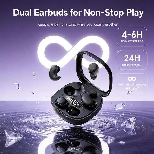 Alt view image 6 of 7 - Flat Sleep Mini Invisible Earbuds Wireless Bluetooth, Side Sleepers Flat Sleeping Small Tiny Micro Ear Buds Small Ears Low Profile Smallest Discreet Hidden Earbuds Headphones for Work 2 Pack