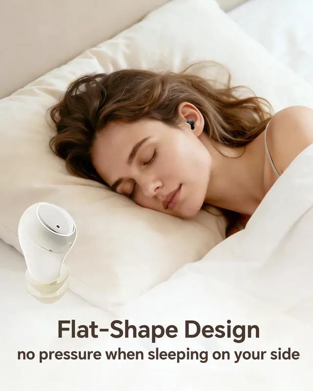 Alt view image 3 of 7 - Flat Sleep Earbuds Sleeping Ear Buds Headphones for Side Sleepers Comfortable Discreet Invisible Mini Small Tiny Noise Cancelling Earbuds Sleepinig on Side Wireless Bluetooth Earphones