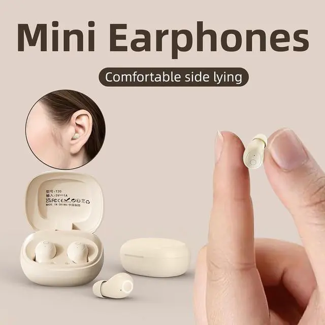 Alt view image 2 of 7 - Purple Mini Invisible Small Tiny Earbuds Wireless Bluetooth Ear Buds for Small Ears Canals Women Kids Sleep Earbuds for Side Sleepers Sleeping Smallest Hidden Headphones for Work