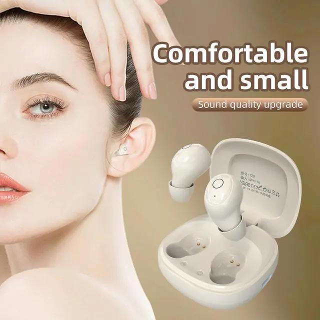 Alt view image 6 of 7 - Purple Mini Invisible Small Tiny Earbuds Wireless Bluetooth Ear Buds for Small Ears Canals Women Kids Sleep Earbuds for Side Sleepers Sleeping Smallest Hidden Headphones for Work
