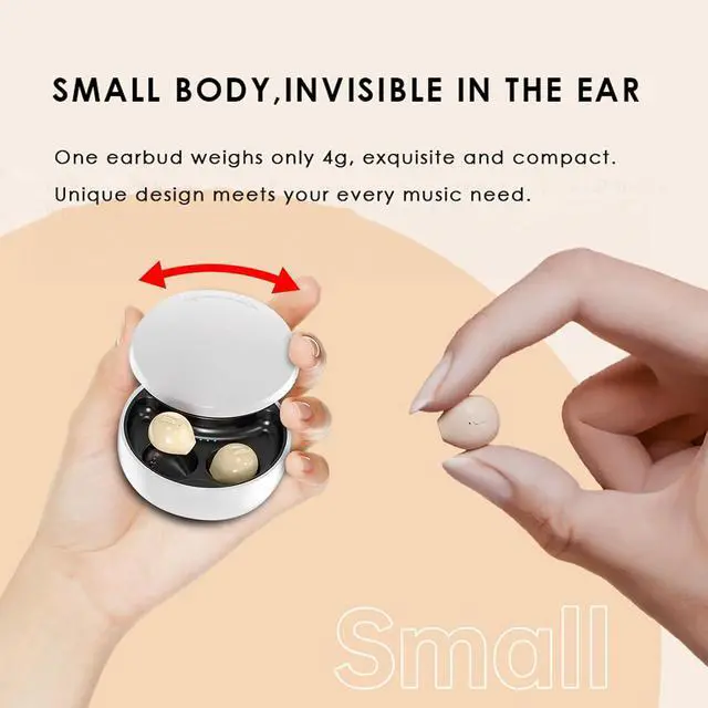 Alt view image 3 of 7 - Smallest Invisible Earbuds Wireless Ear Buds Bluetooth in Ear Mini Discreet Small Tiny Earpiece Sleep Earbuds Hidden with Charging Case Headphones for Small Ears Work Sleeping Android iOS Yellow