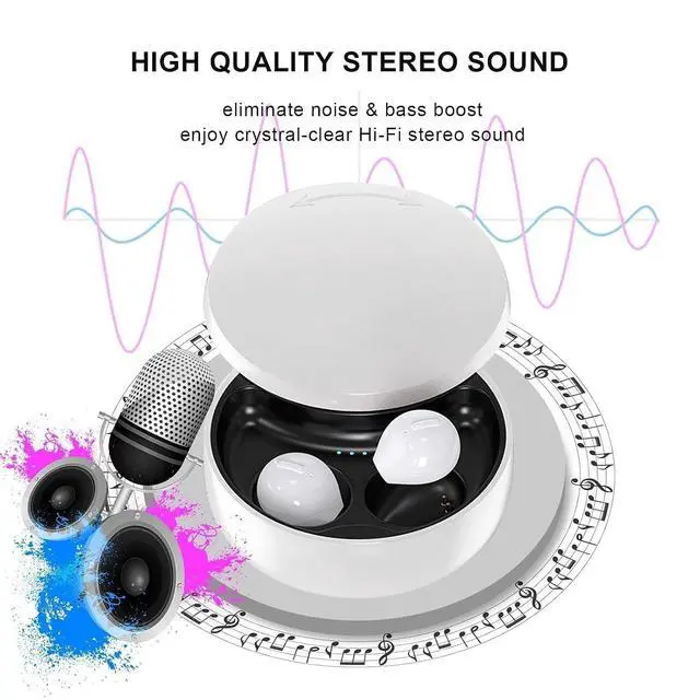 Alt view image 4 of 7 - Smallest Invisible Earbuds Wireless Ear Buds Bluetooth in Ear Mini Discreet Small Tiny Earpiece Sleep Earbuds Hidden with Charging Case Headphones for Small Ears Work Sleeping Android White