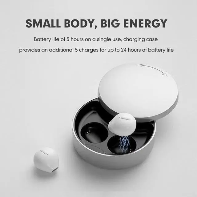 Alt view image 6 of 7 - Smallest Invisible Earbuds Wireless Ear Buds Bluetooth in Ear Mini Discreet Small Tiny Earpiece Sleep Earbuds Hidden with Charging Case Headphones for Small Ears Work Sleeping Android White