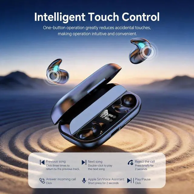 Alt view image 5 of 7 - Flat Invisible Sleep Wireless Earphone IPX5 Waterproof Thin Invisible Sleep Earbuds for Side Sleepers Sleep Ear Buds Smallest Tiny Small Mini Discreet Earbud for Sleeping Invisible Headphones
