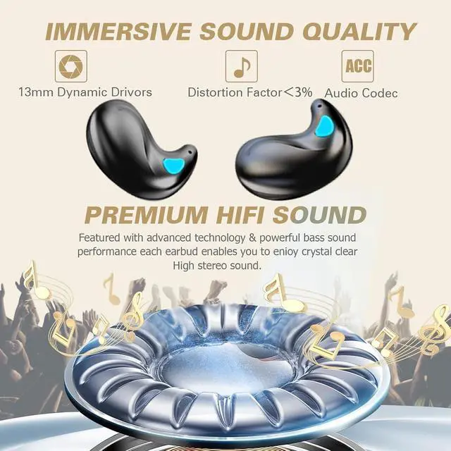 Alt view image 6 of 7 - Flat Invisible Sleep Wireless Earphone IPX5 Waterproof Thin Invisible Sleep Earbuds for Side Sleepers Sleep Ear Buds Smallest Tiny Small Mini Discreet Earbud for Sleeping Invisible Headphones