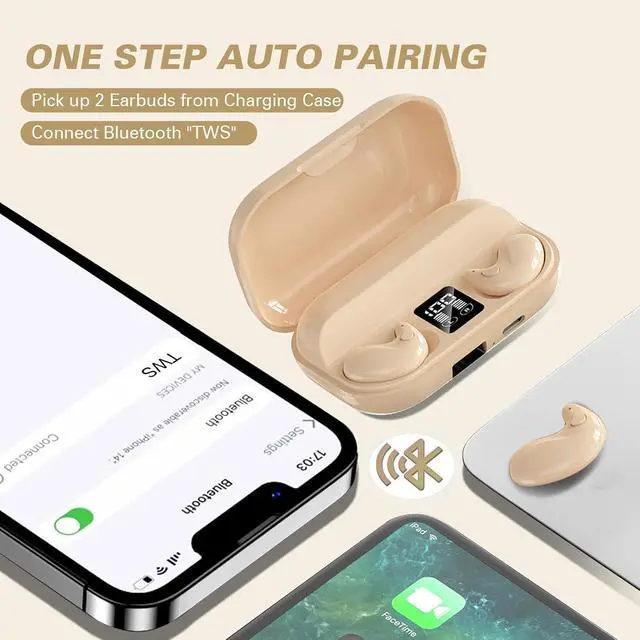 Alt view image 7 of 7 - Flat Invisible Sleep Wireless Earphone IPX5 Waterproof Thin Invisible Sleep Earbuds for Side Sleepers Sleep Ear Buds Smallest Tiny Small Mini Discreet Earbud for Sleeping Invisible Headphones