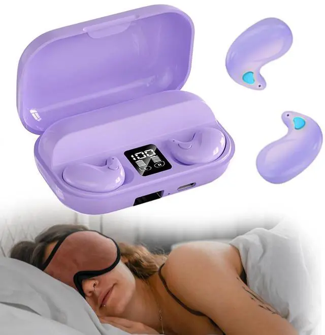 Main image of Invisible Sleep Wireless Earphone IPX5 Waterproof Purple Wireless Thin Invisible Sleep Earbuds for Side Sleepers Ear Buds Smallest Tiny Small Mini Discreet Earbud for Sleeping Invisible Headphones