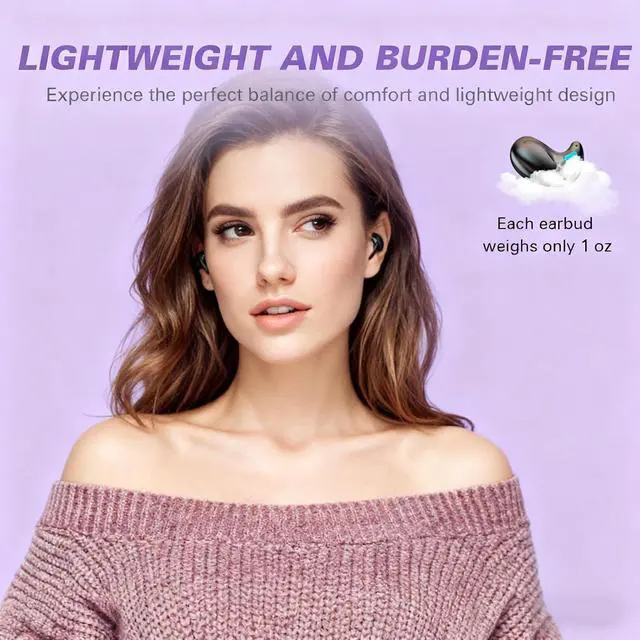 Alt view image 7 of 7 - Invisible Sleep Wireless Earphone IPX5 Waterproof Purple Wireless Thin Invisible Sleep Earbuds for Side Sleepers Ear Buds Smallest Tiny Small Mini Discreet Earbud for Sleeping Invisible Headphones