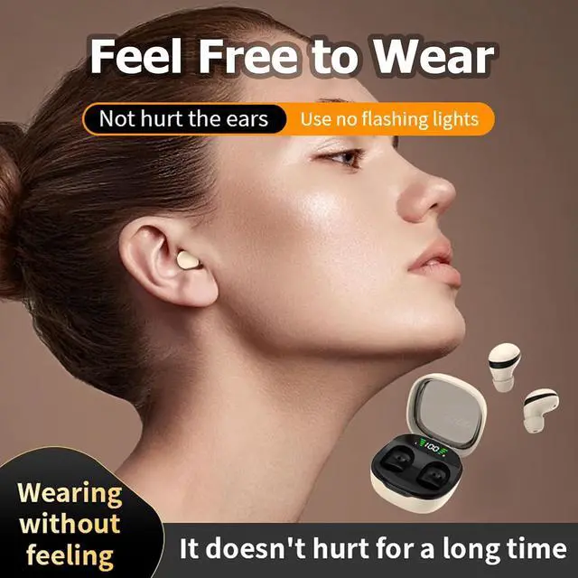 Alt view image 6 of 7 - Low Profile Mini Small Invisible Earbuds Wireless Bluetooth Ear Buds for Small Ears Canals Women Kids, Flat Tiny Smallest Micro Discreet Sleep Hidden Headphones Comfortable Earbuds Wireless for Work