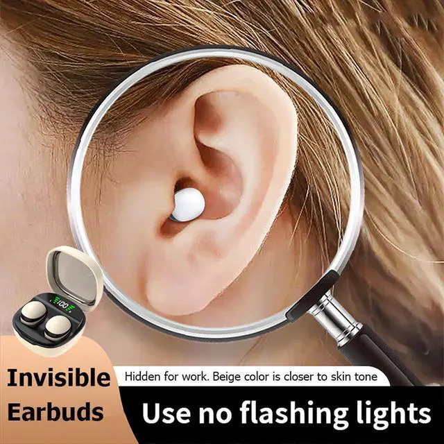 Alt view image 7 of 7 - Low Profile Mini Small Invisible Earbuds Wireless Bluetooth Ear Buds for Small Ears Canals Women Kids, Flat Tiny Smallest Micro Discreet Sleep Hidden Headphones Comfortable Earbuds Wireless for Work