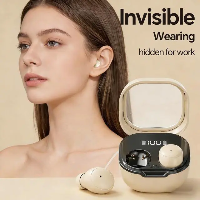 Alt view image 5 of 7 - Mini Invisible Small Hidden Earbuds Headphones Wireless Bluetooth for Work Ear Buds Ultra Small Ears Canal Sleep Tiny Smallest Micro Sleeping Comfortable Flat Discreet Low Profile Earbuds
