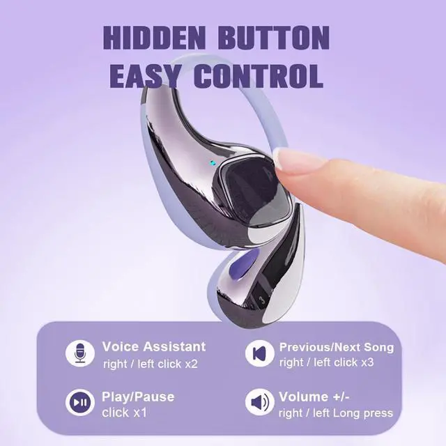 Alt view image 5 of 7 - Open Over The Ear Earbuds Ear Buds Air Bone Conduction Headphones Wireless Bluetooth Out of Ear Earbuds for Small Ears Canals Women Kids with Ear Loop for Working Out Running Sport