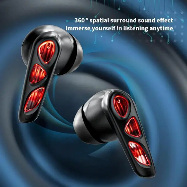 Alt view image 5 of 7 - Cool RGB Mecha True Wireless Bluetooth 5.4 Kids Gaming Earbuds Headsets with Mic Gifts for Gamer Boys Men Kids Low Latency Earbuds Earphones Gaming Blue Tooth Ear Buds for iPhone Android PC