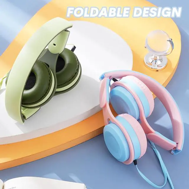Alt view image 4 of 7 - Pink Kids Headphones, 3.5mm Jack Over Ear Headphones Wired for Kids for School, Toddler Earphones Adjustable Headband for Plane Travel, Suit for Boys, Girls, Classroom Students Teens Children