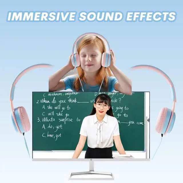 Alt view image 5 of 7 - Pink Kids Headphones, 3.5mm Jack Over Ear Headphones Wired for Kids for School, Toddler Earphones Adjustable Headband for Plane Travel, Suit for Boys, Girls, Classroom Students Teens Children