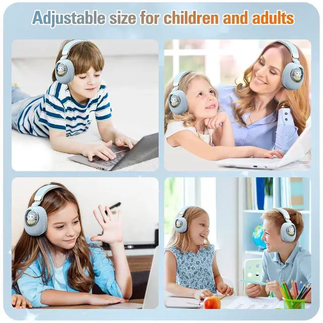 Alt view image 5 of 7 - Girls Wired Headphones With Microphone Blue Gaming Headset for Kids, School Noise Cancelling, Over Ear, Wireless, Bluetooth Earbuds (Blue Gold)