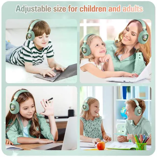 Alt view image 6 of 7 - Girls Green Gaming Headset with Microphone Wired & Wireless Noise Cancelling Over Ear Headphones for Kids & School Bluetooth Earbuds