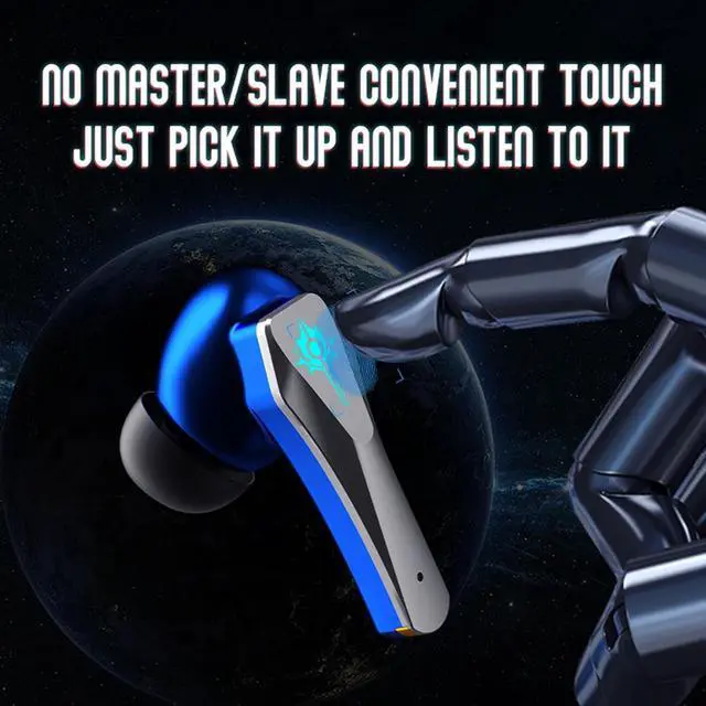 Alt view image 5 of 7 - Blue True Wireless Earbuds with Mic Microphone Bluetooth 5.3 TWS Wireless Gaming Earbuds Low Latency Blue Tooth Ear Buds in Ear Headphones Bluetooth Ear Buds Earphones for iPhone Android